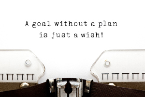 A goal without a plan is just a wish! quote printed on an old typewriter.
